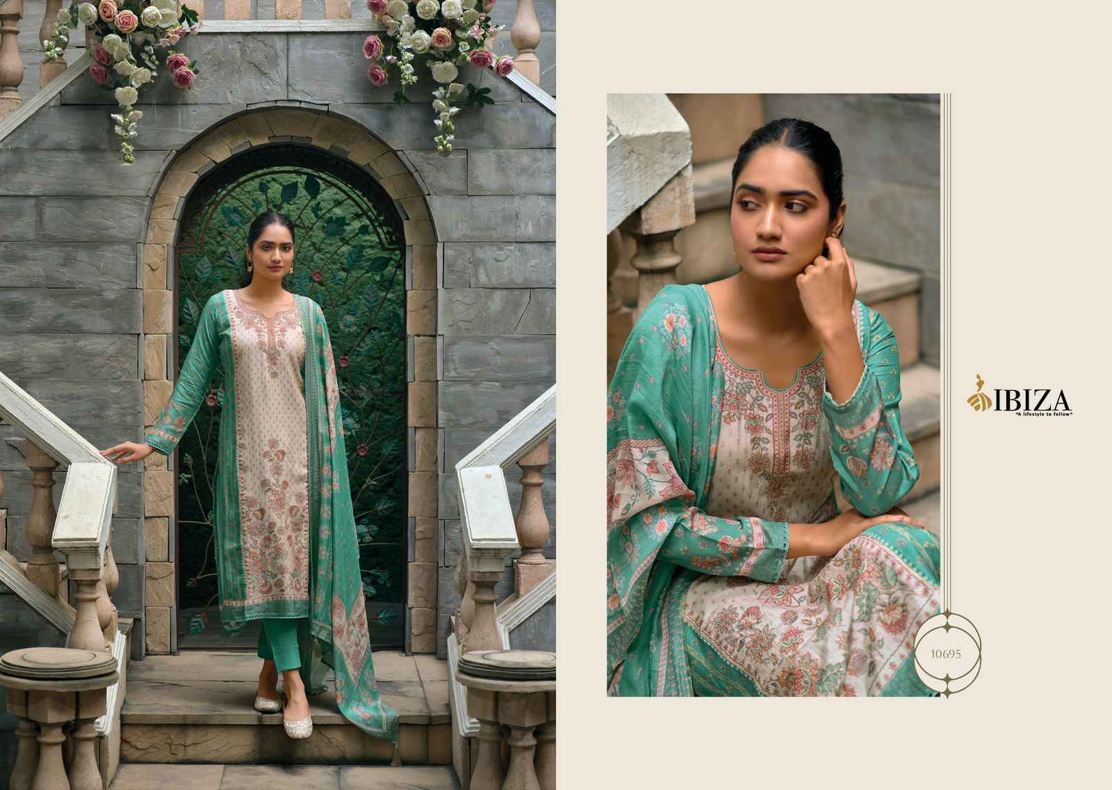 Ibiza Iznik Vol-3 Pure Simar Muslin Dress Material 7 Pc Catalog