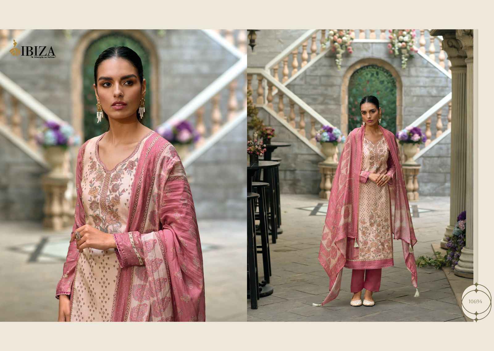 Ibiza Iznik Vol-3 Pure Simar Muslin Dress Material 7 Pc Catalog