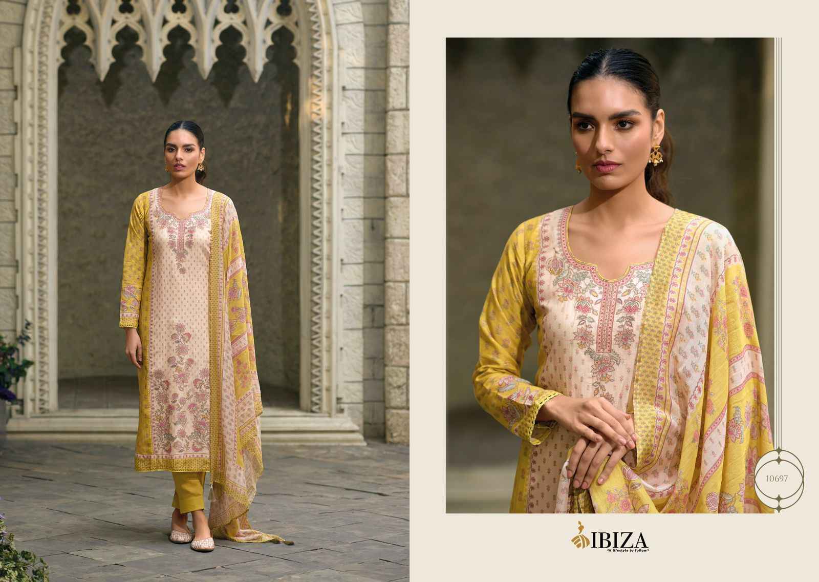 Ibiza Iznik Vol-3 Pure Simar Muslin Dress Material 7 Pc Catalog