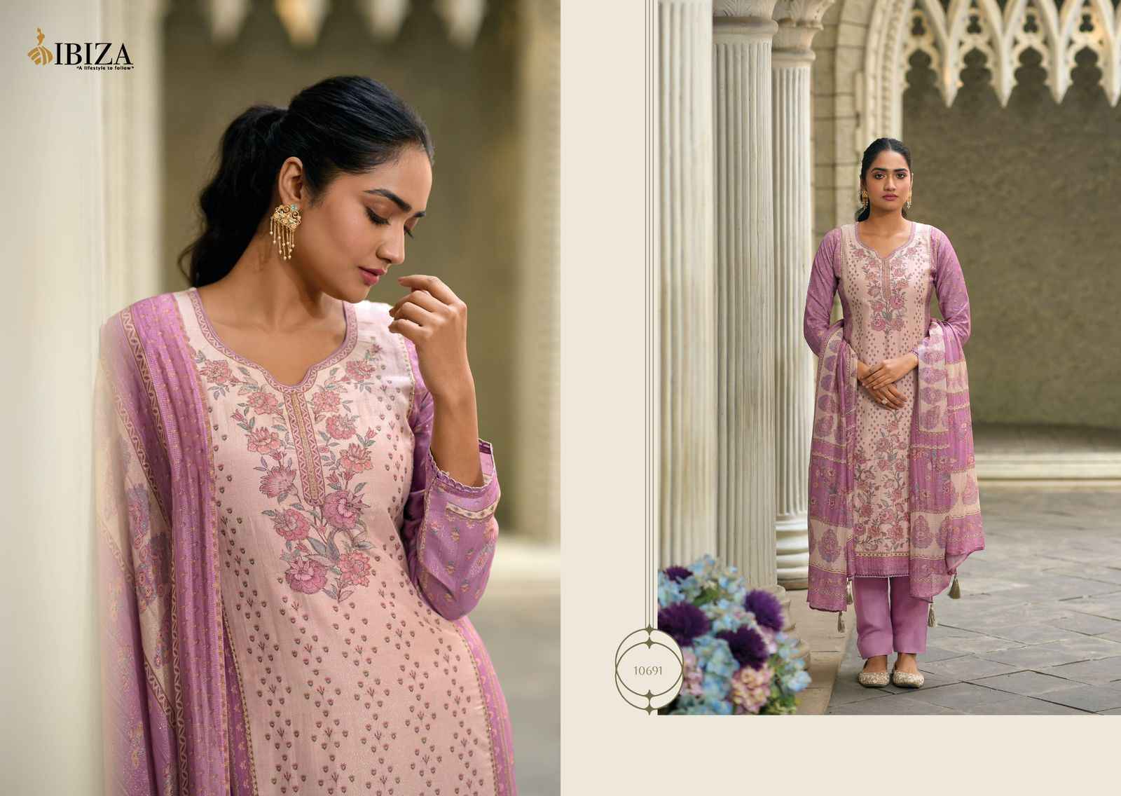 Ibiza Iznik Vol-3 Pure Simar Muslin Dress Material 7 Pc Catalog