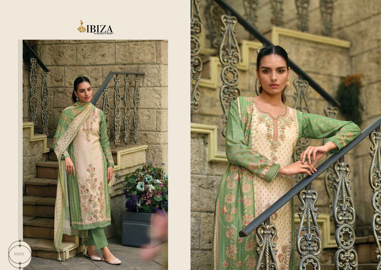 Ibiza Iznik Vol-3 Pure Simar Muslin Dress Material 7 Pc Catalog