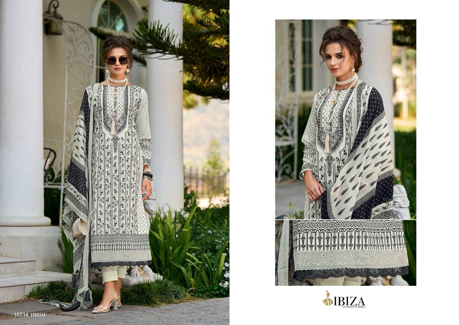 Ibiza Veronica Rose Pure Lawn Cotton Dress Material 6 Pc Catalog