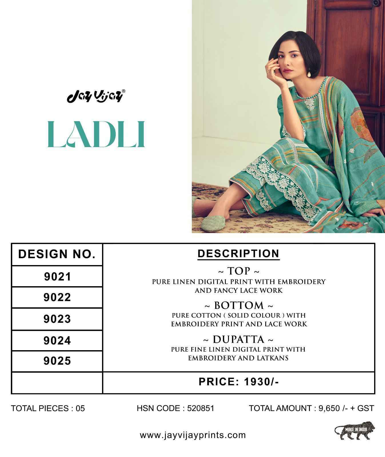 Jay Vijay Ladli Pure Linen Digital Print Dress Material Online Wholesale Suits Trader