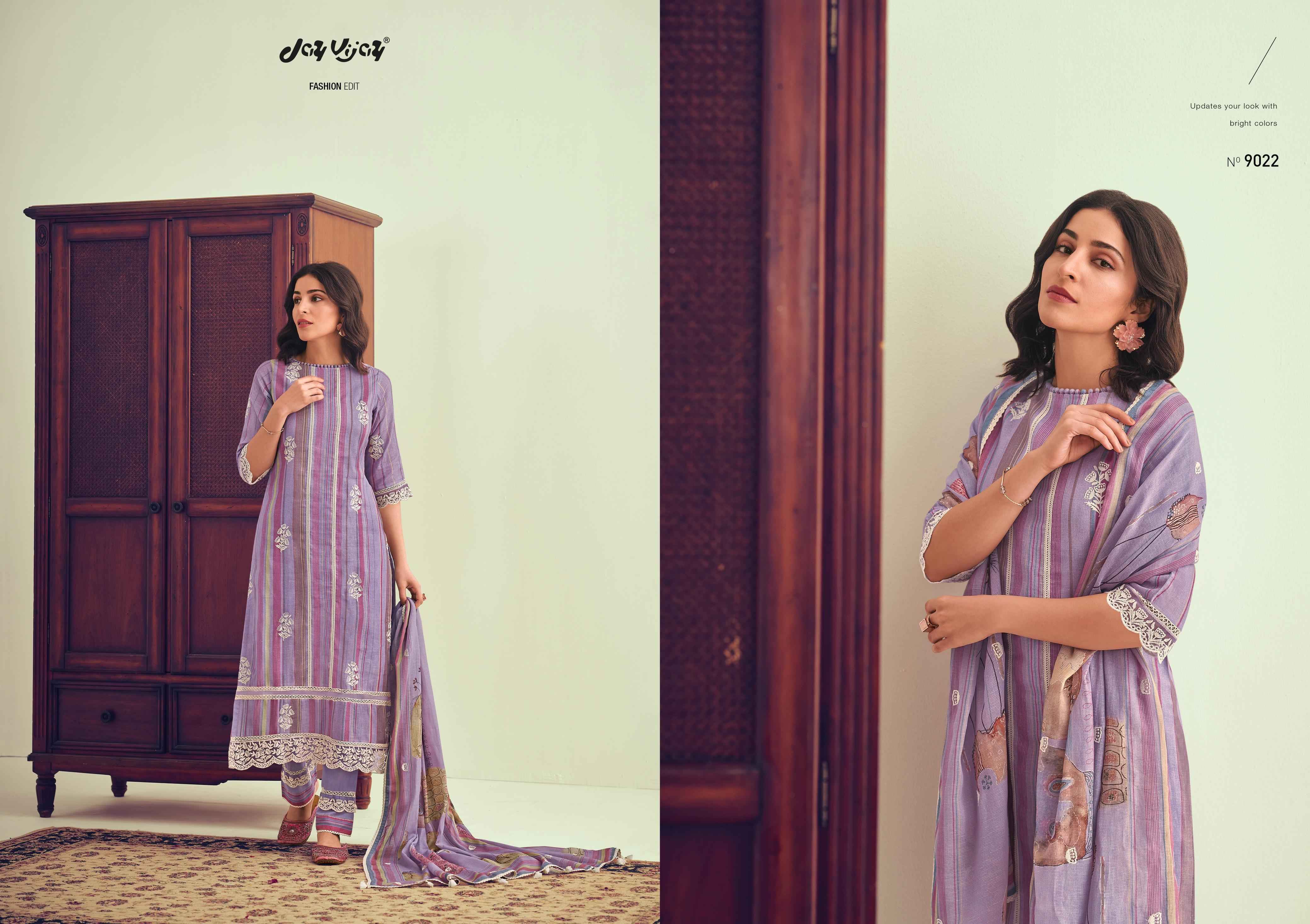 Jay Vijay Ladli Pure Linen Digital Print Dress Material 5 Pc Catalouge