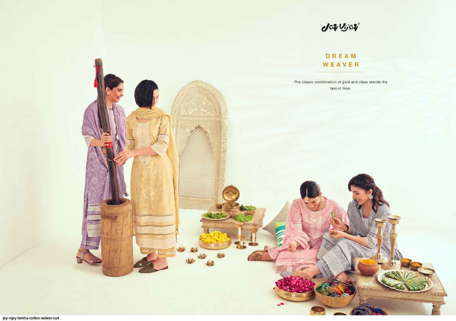 Jay Vijay Lamha Cotton Dress Material 6 pcs Catalogue