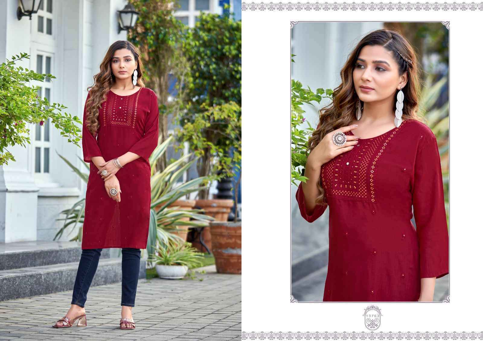 Kalaroop By Kajree Priya Rayon Kurti 8 Pc Cataloug