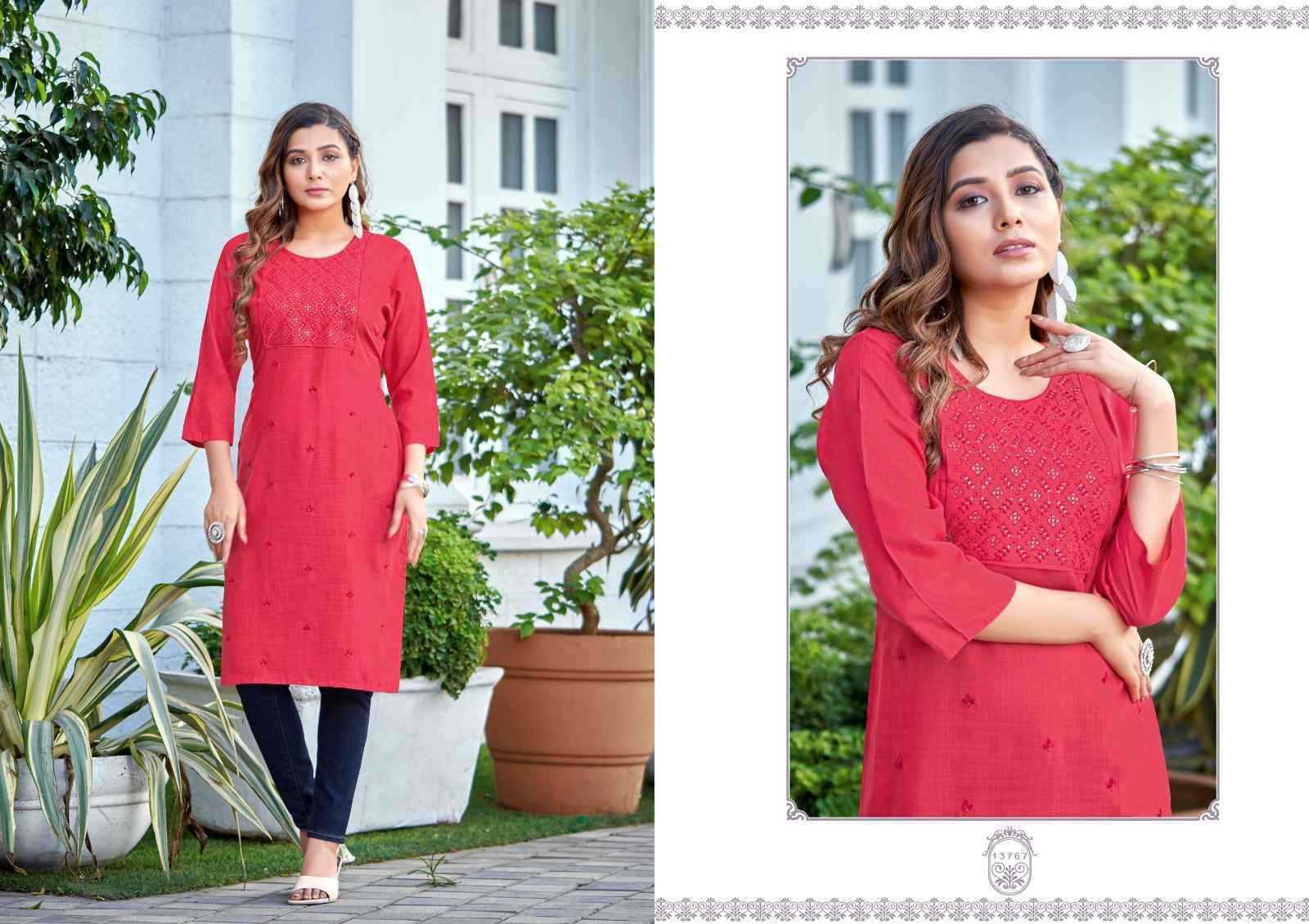 Kalaroop By Kajree Priya Rayon Kurti 8 Pc Cataloug