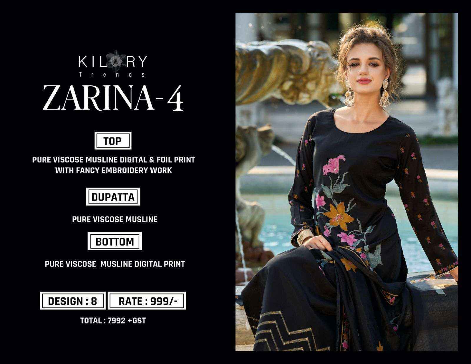 Kilory Trendz Zarina Vol 4 Viscose Dress Material 8 pcs Catalogue