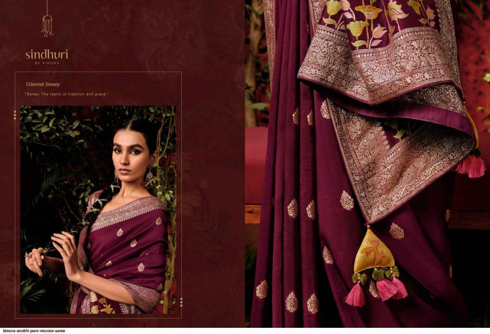 Kimora Anokhi Pure Viscose Dola Silk Saree 9 Pc Catalog