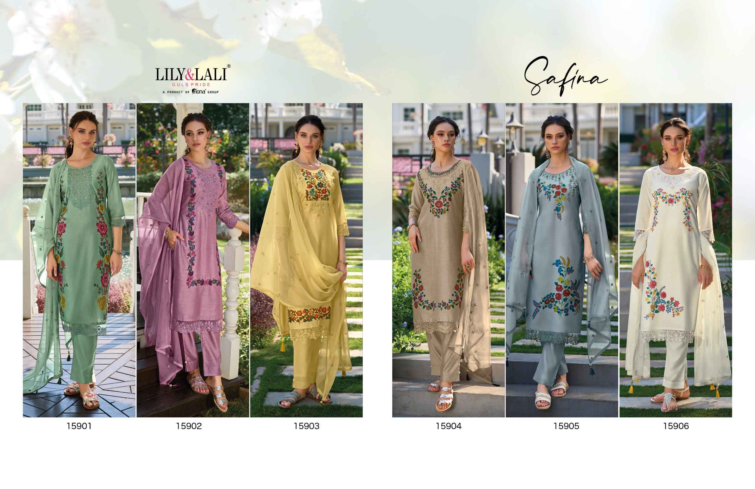 Lily & Lali Safina Readymade Chanderi Silk Dress 6 pcs Cataloge