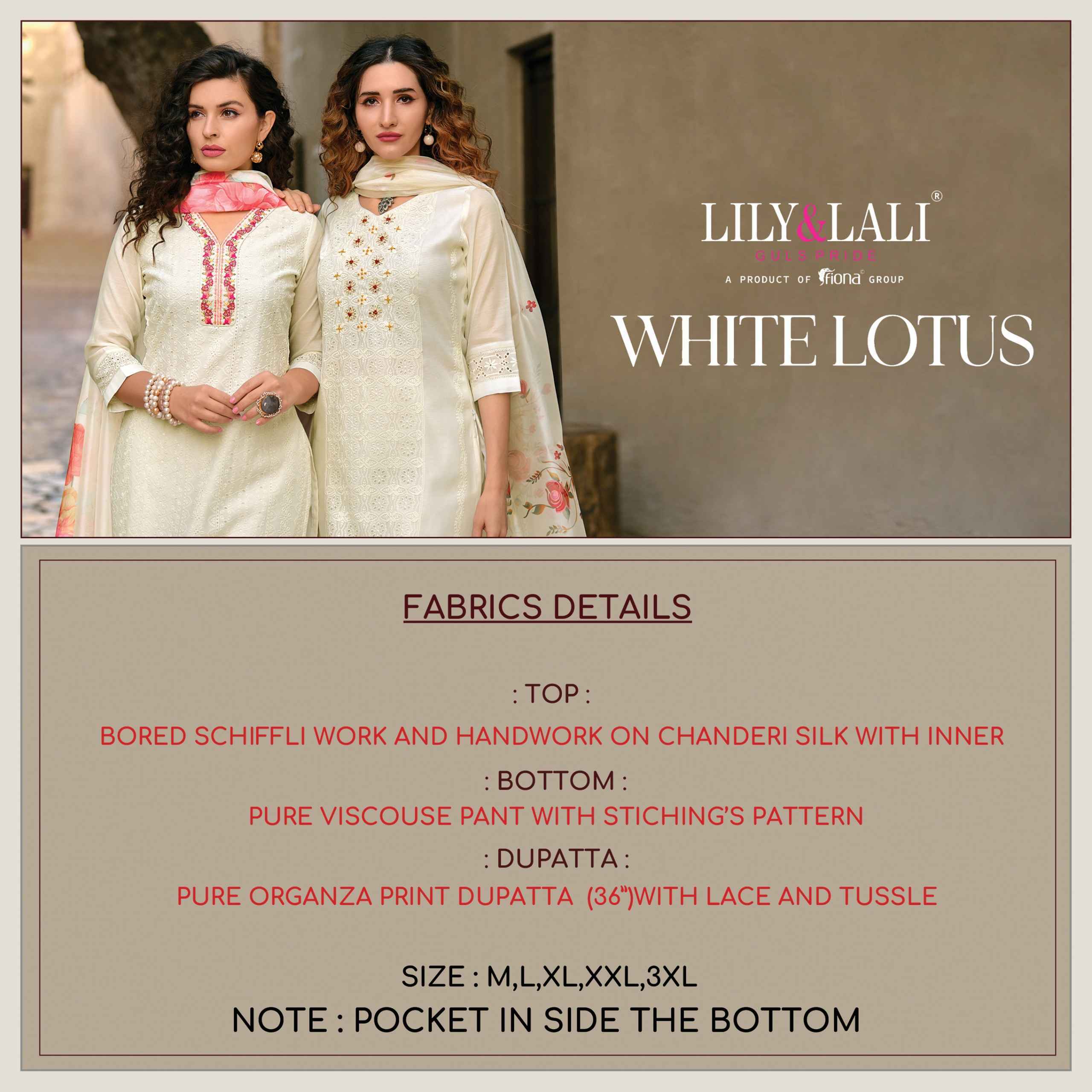 Lily & Lali White Lotus Chanderi Silk Readymade Suit 6 pcs Cataloge