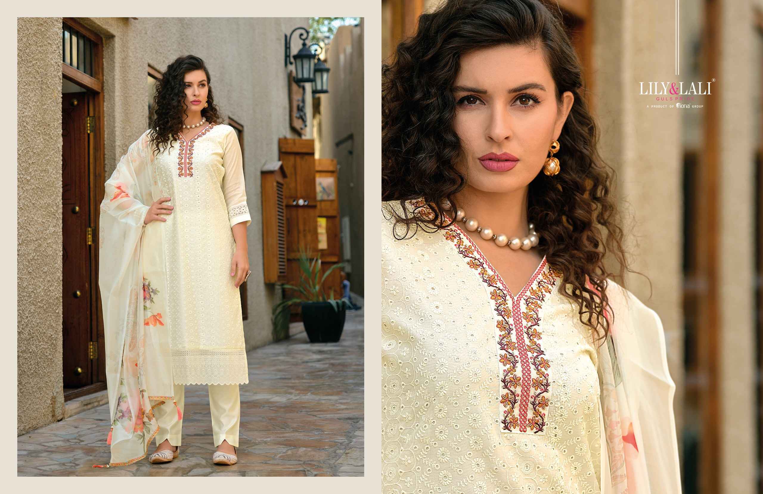 Lily & Lali White Lotus Chanderi Silk Readymade Suit 6 pcs Cataloge