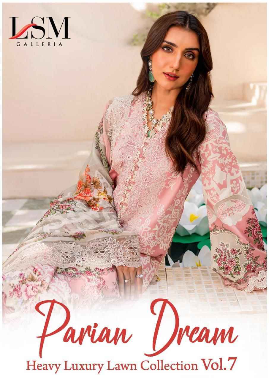 LSM Galleria Parian Dream Vol 7 Lawn Cotton Dress Material 6 pcs Catalogue