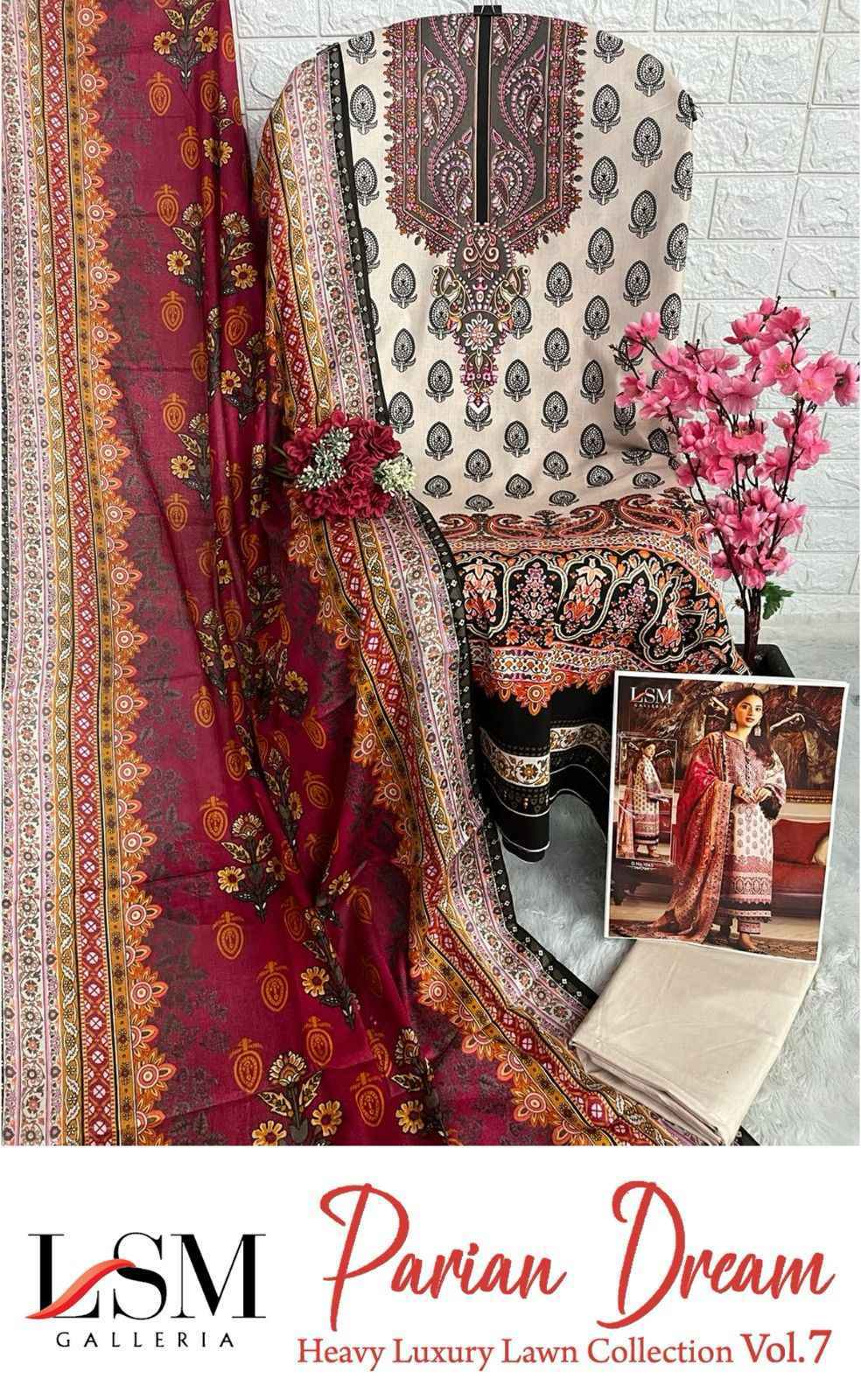 LSM Galleria Parian Dream Vol 7 Lawn Cotton Dress Material 6 pcs Catalogue