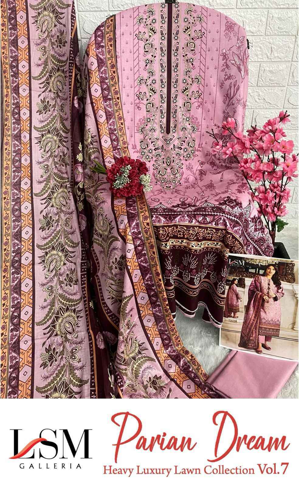 LSM Galleria Parian Dream Vol 7 Lawn Cotton Dress Material 6 pcs Catalogue