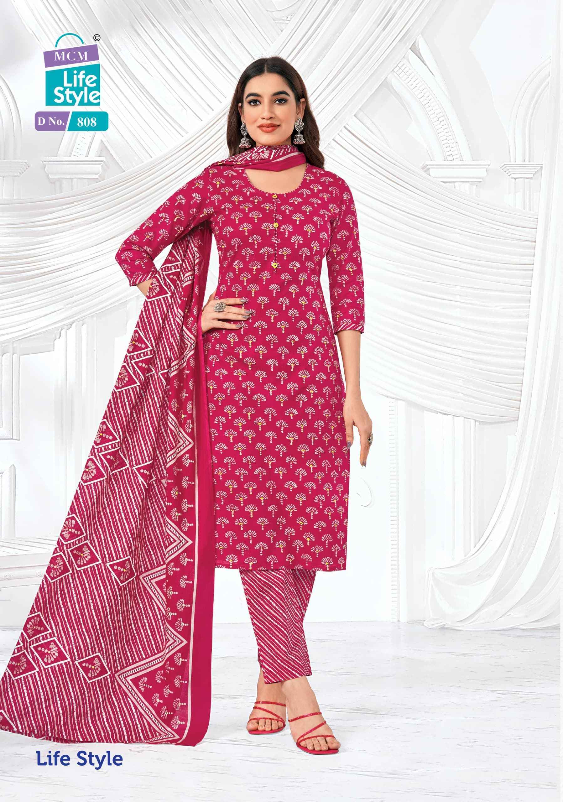 MCM Life Style Vol-8 Cotton Dress Material 12 Pc Catalog