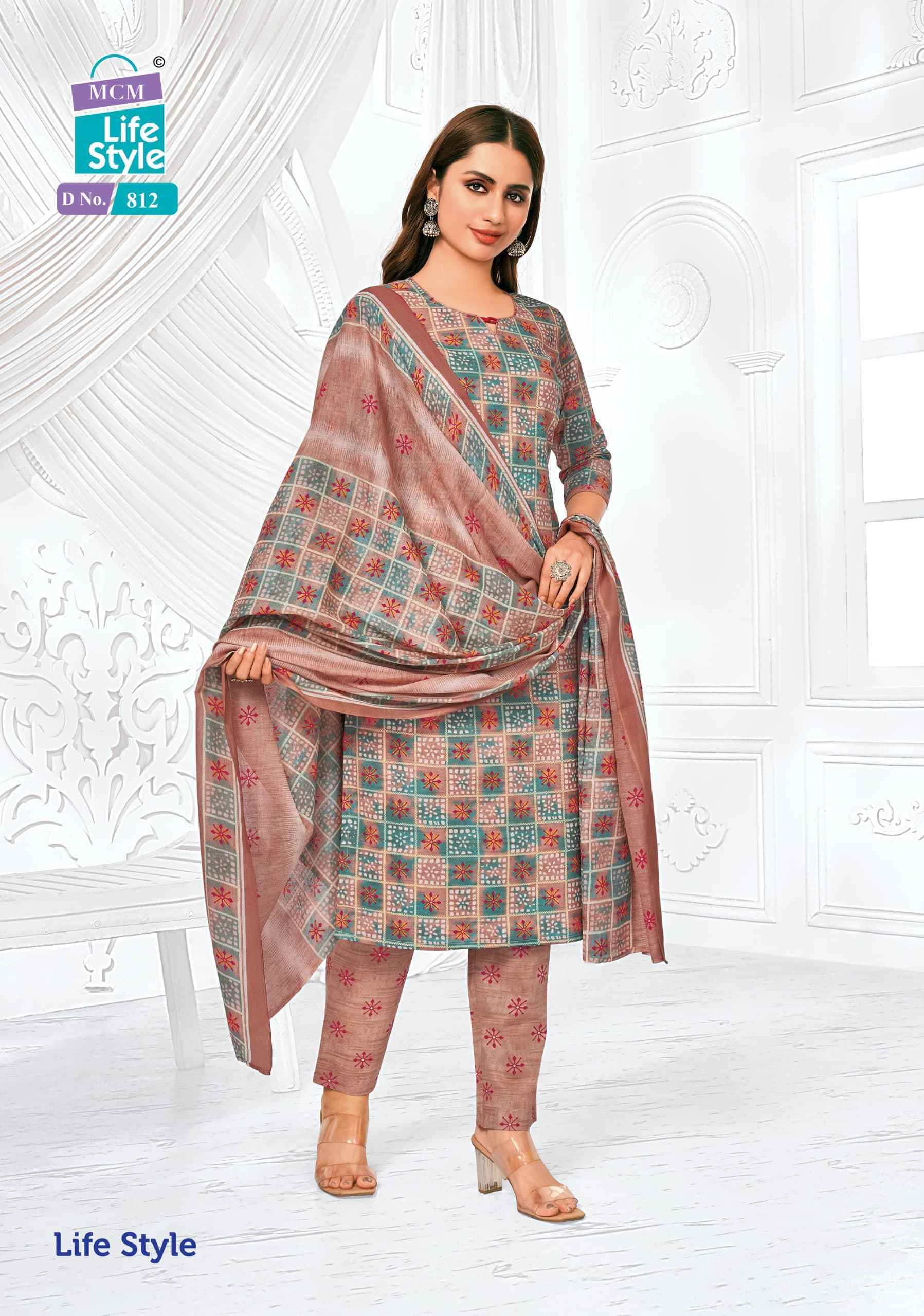 MCM Life Style Vol-8 Cotton Dress Material 12 Pc Catalog