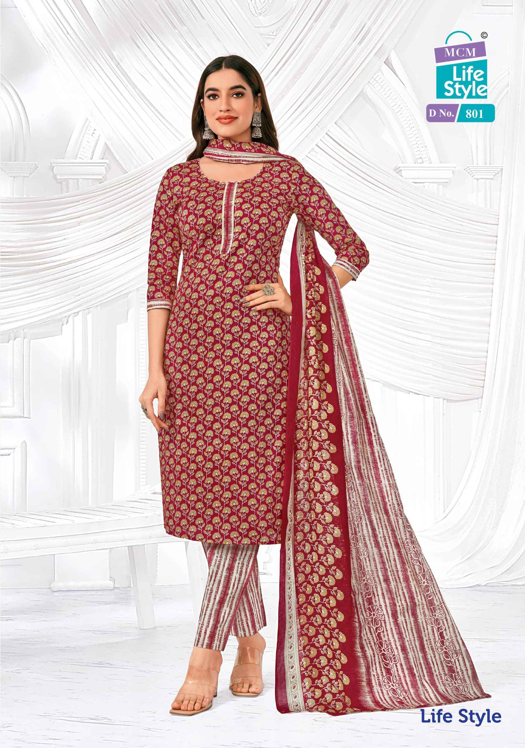 MCM Life Style Vol-8 Cotton Dress Material 12 Pc Catalog