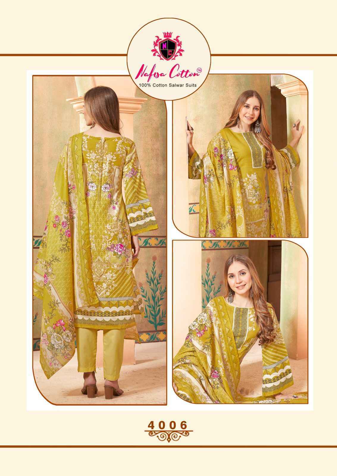 Nafisa Cotton Esra Karachi Vol-4 Cotton Dress Material 6 Pc Catalog