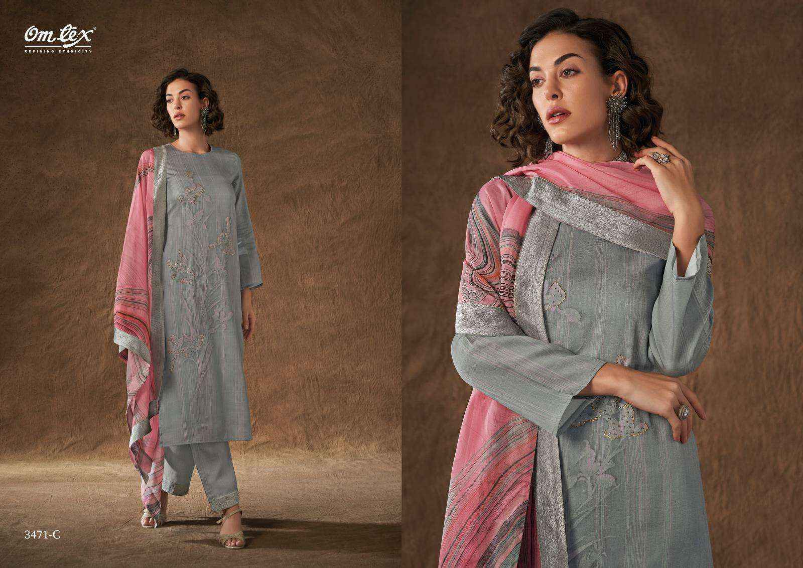 Omtex Shreya Canvas Satin Dress Material 4 Pc Catalog