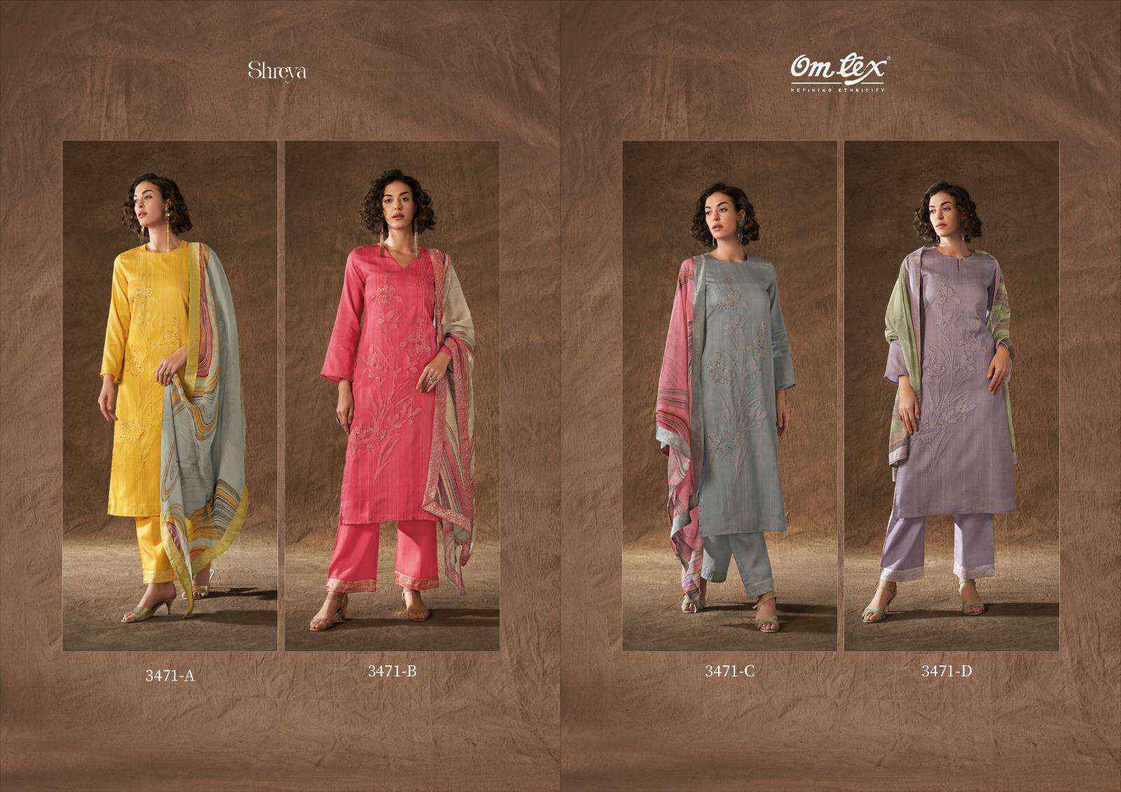 Omtex Shreya Canvas Satin Dress Material 4 Pc Catalog