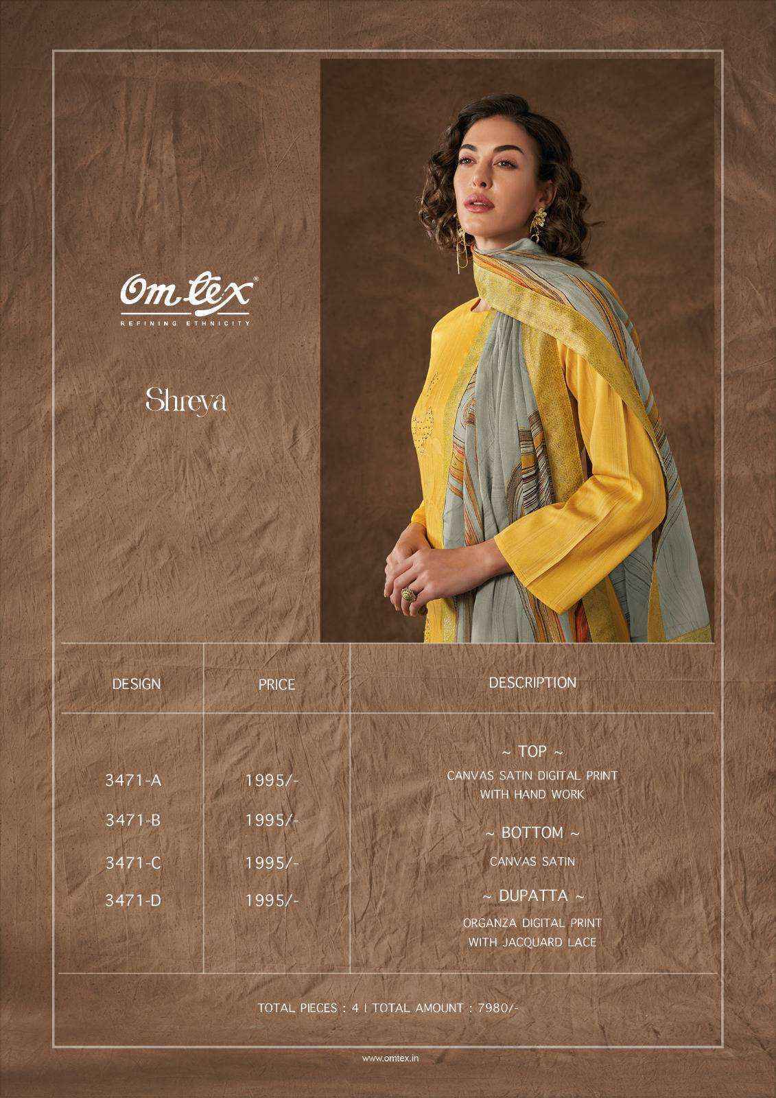 Omtex Shreya Canvas Satin Dress Material 4 Pc Catalog