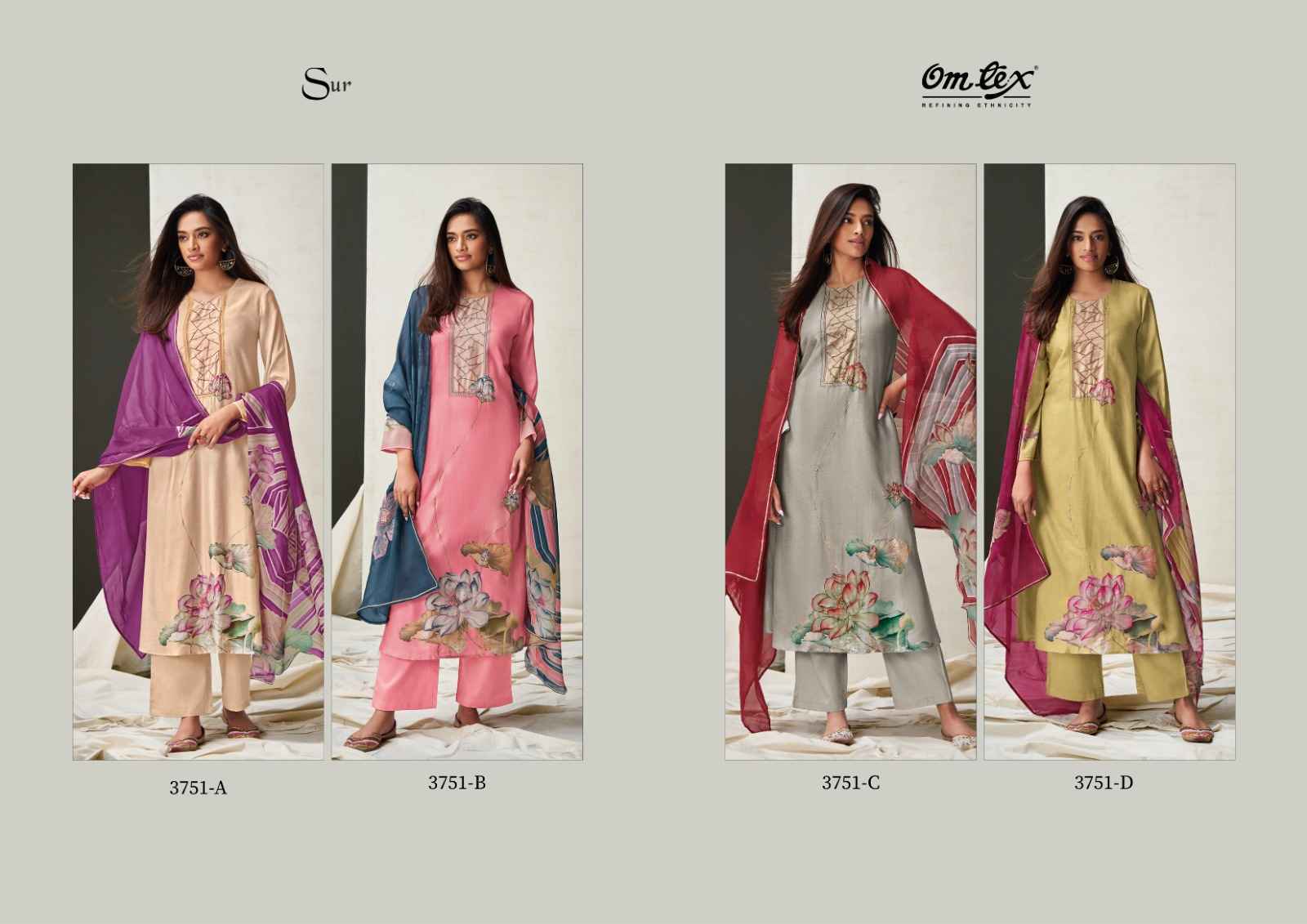 Omtex Sur Sienna Silk Dress Material 4 Pc Catalog