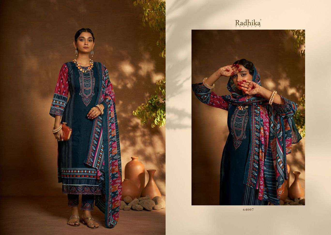 Radhika Azara Mehndi Cambric Cotton Dress Material 8 Pc Catalog