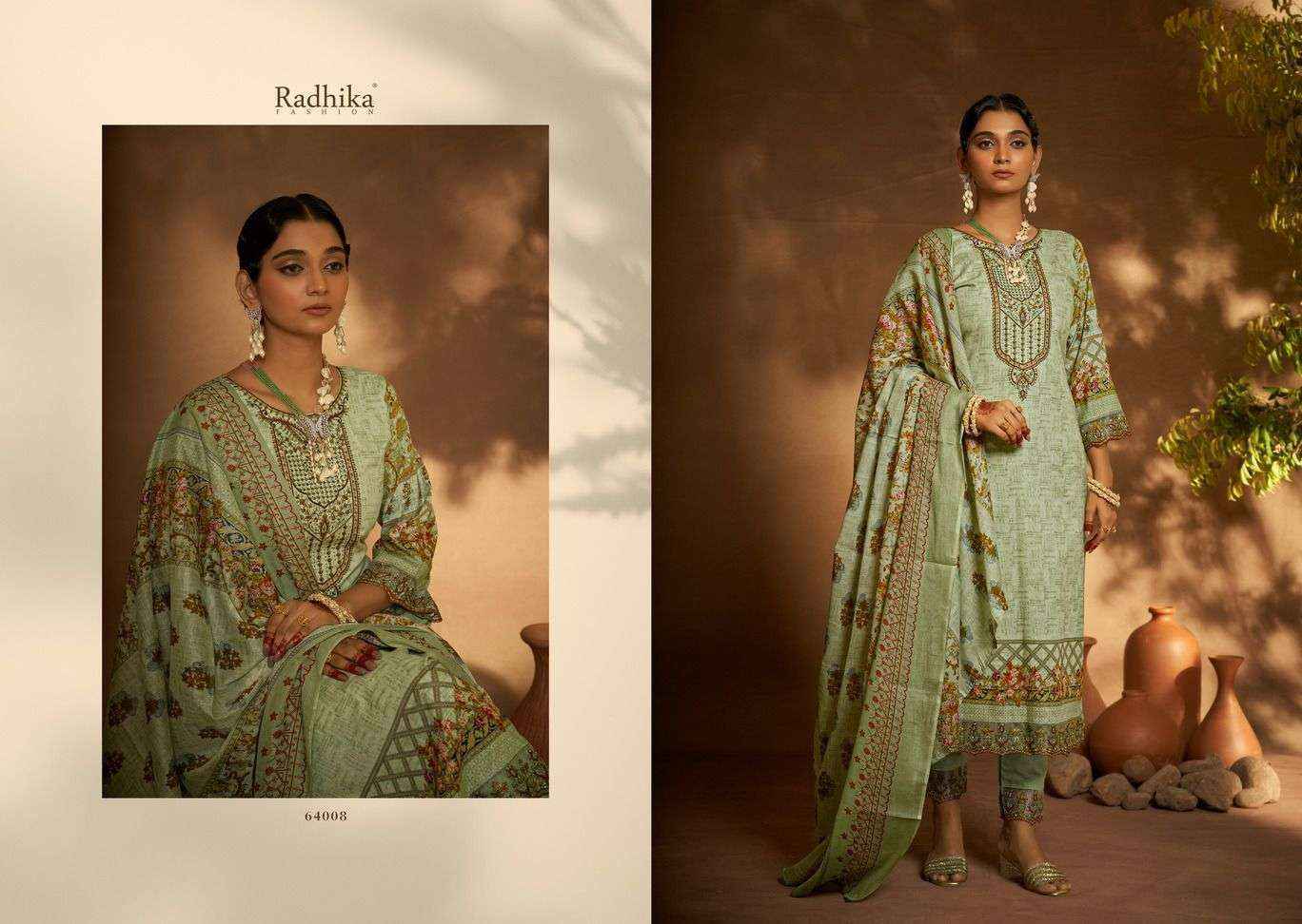 Radhika Azara Mehndi Cambric Cotton Dress Material 8 Pc Catalog