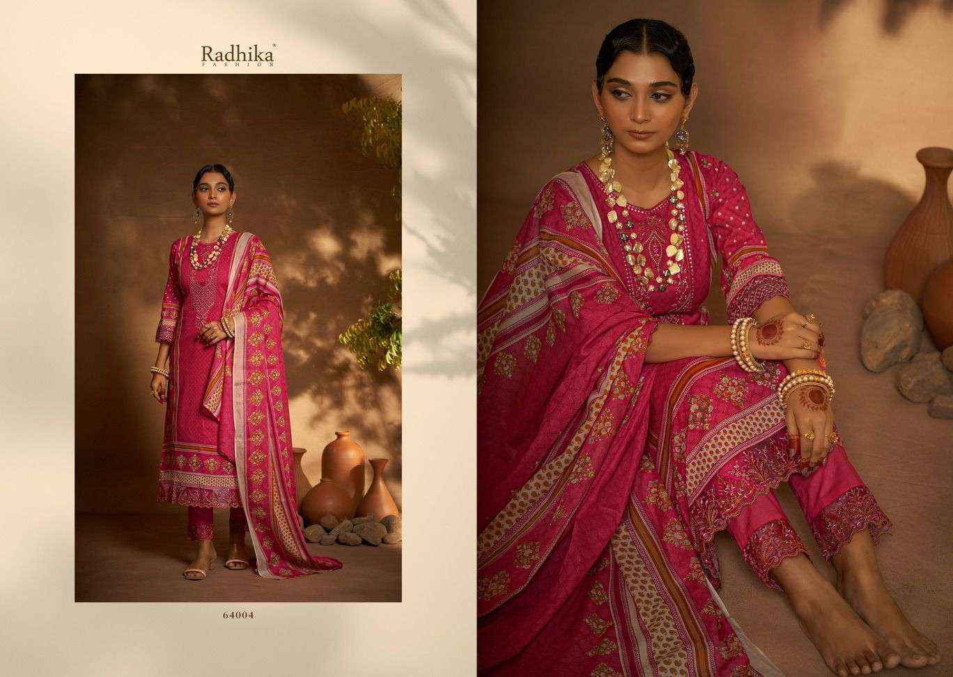 Radhika Azara Mehndi Cambric Cotton Dress Material 8 Pc Catalog