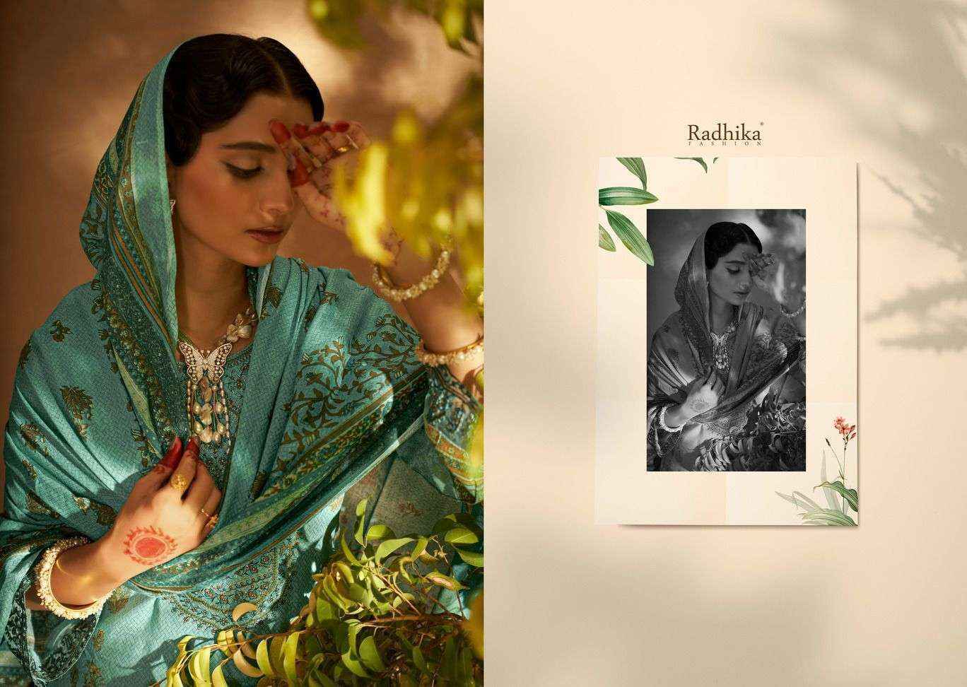 Radhika Azara Mehndi Cambric Cotton Dress Material 8 Pc Catalog