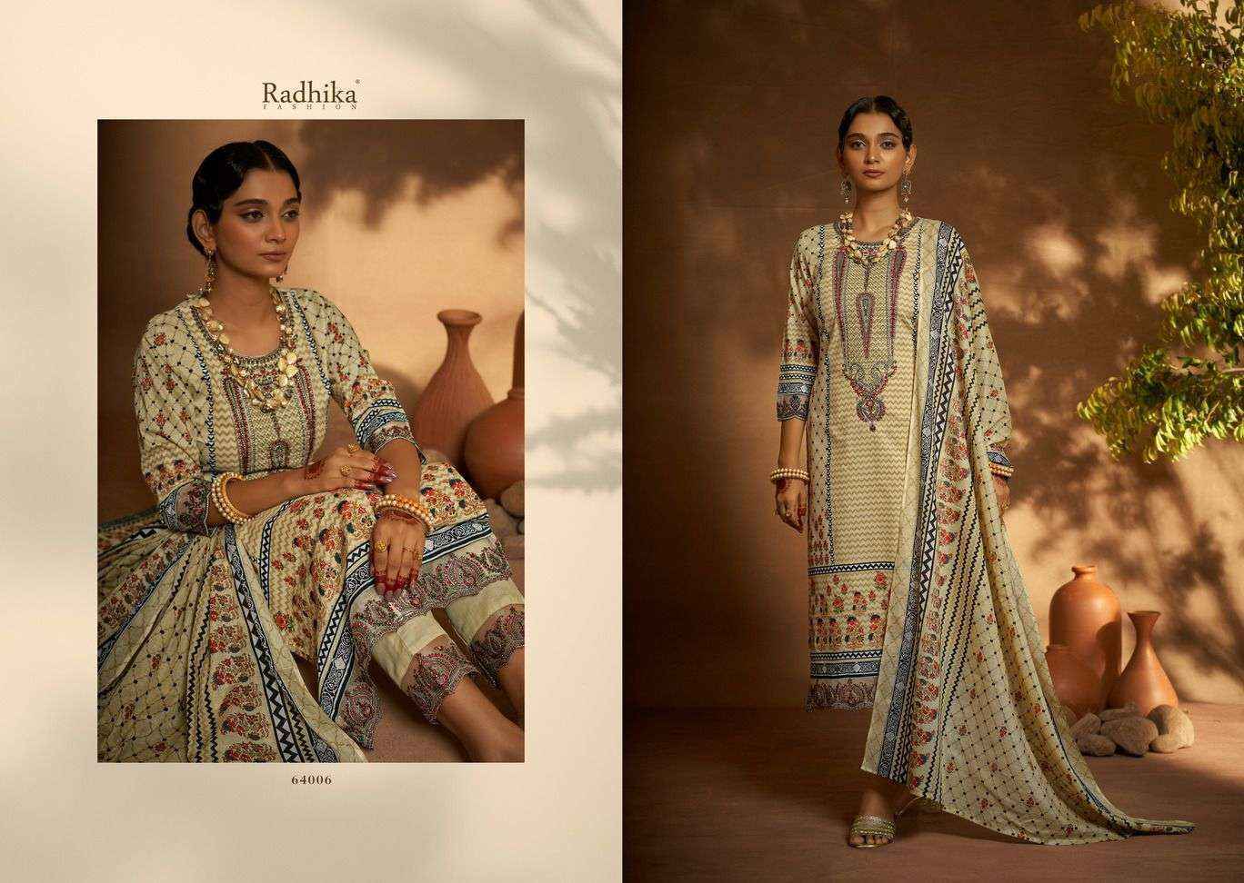 Radhika Azara Mehndi Cambric Cotton Dress Material 8 Pc Catalog