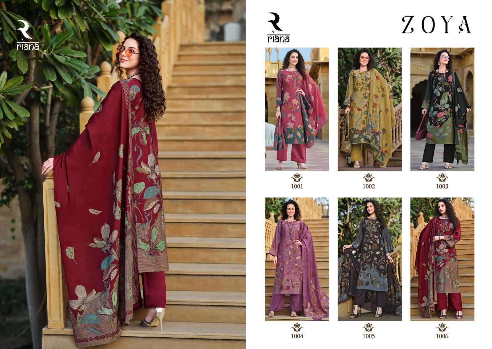 Riana Zoya Pure Muslin Print Dress Material 6 Pc Catalog