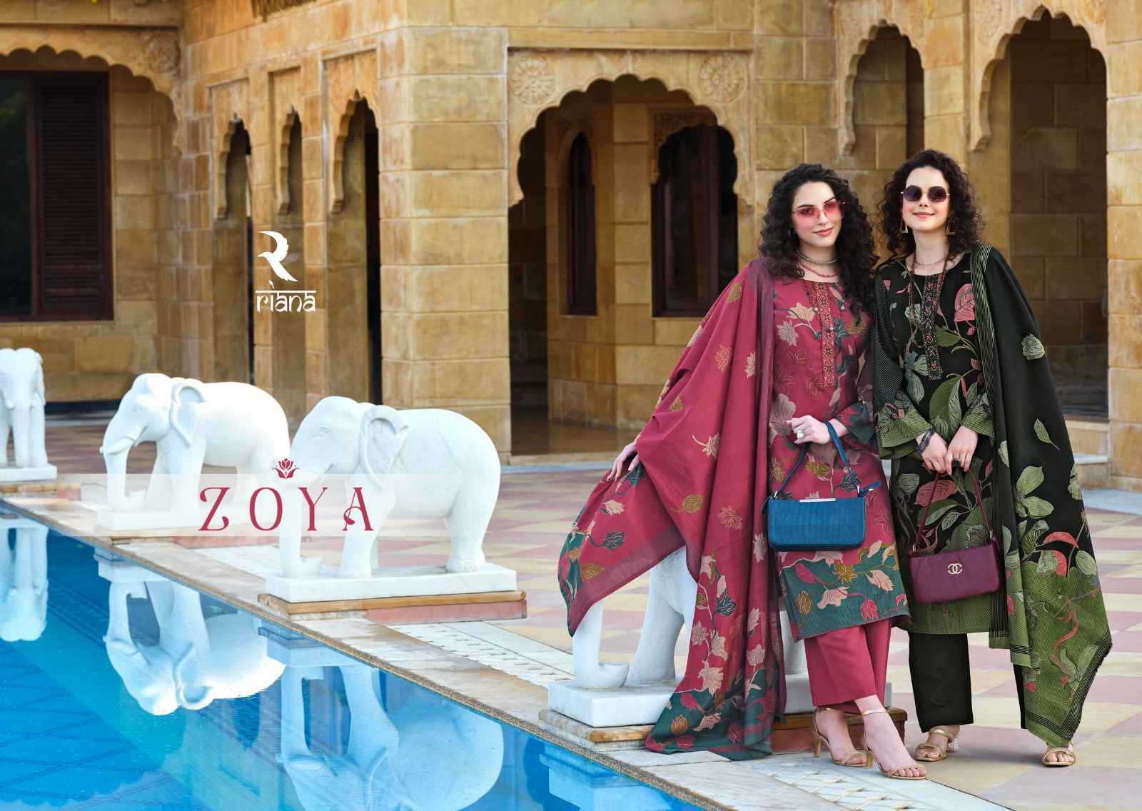 Riana Zoya Pure Muslin Print Dress Material 6 Pc Catalog