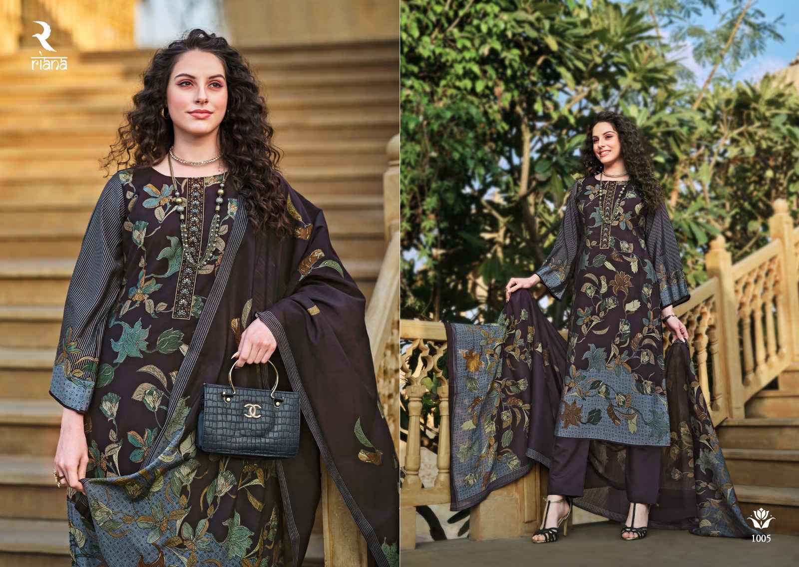 Riana Zoya Pure Muslin Print Dress Material 6 Pc Catalog