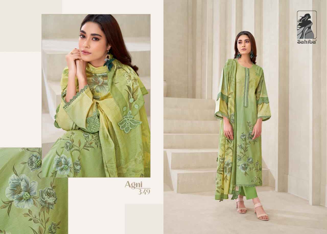 Sahiba Agni Pure Cotton Lawn Print Dress Material 7 Pc Catalog