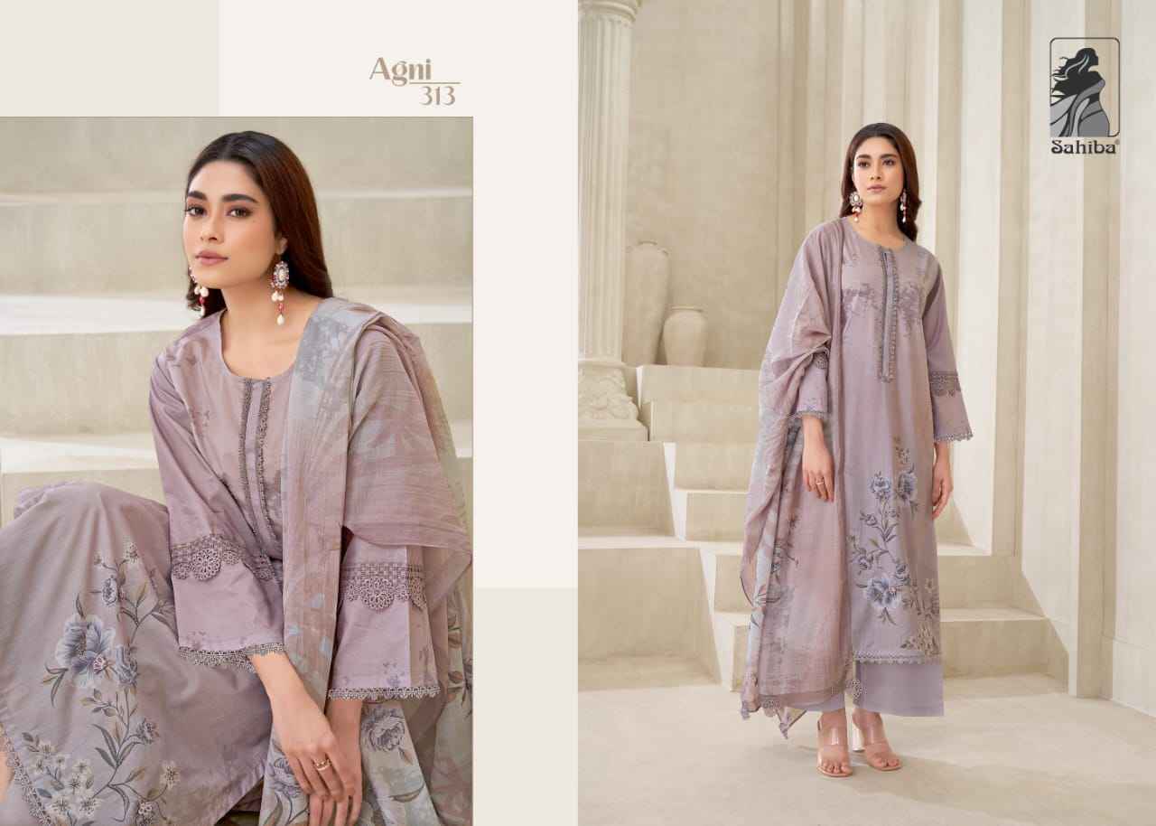 Sahiba Agni Pure Cotton Lawn Print Dress Material 7 Pc Catalog