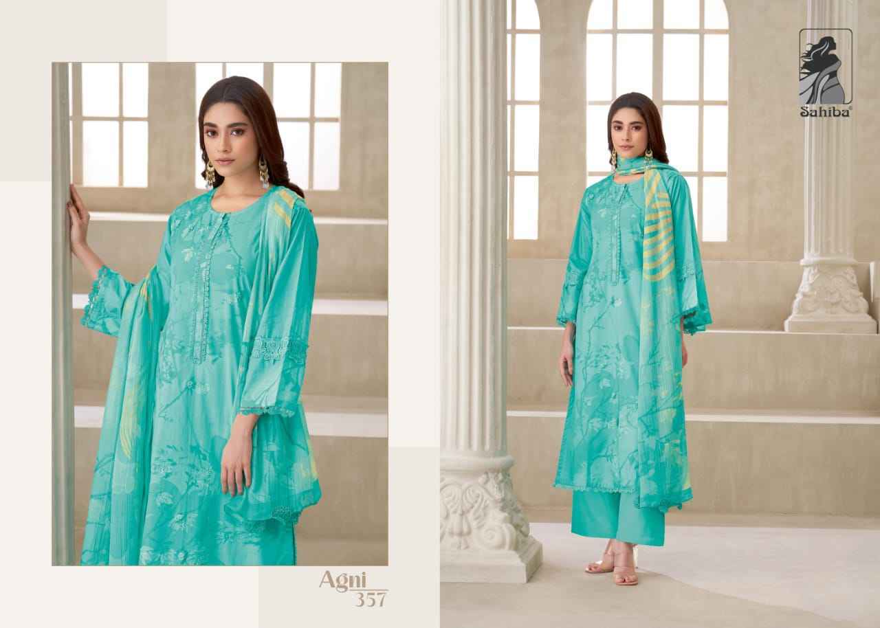 Sahiba Agni Pure Cotton Lawn Print Dress Material 7 Pc Catalog