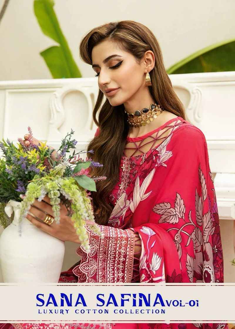 Sana Safina Vol-1 Luxury Cotton Collection Dress Material 6 pc Cataloge