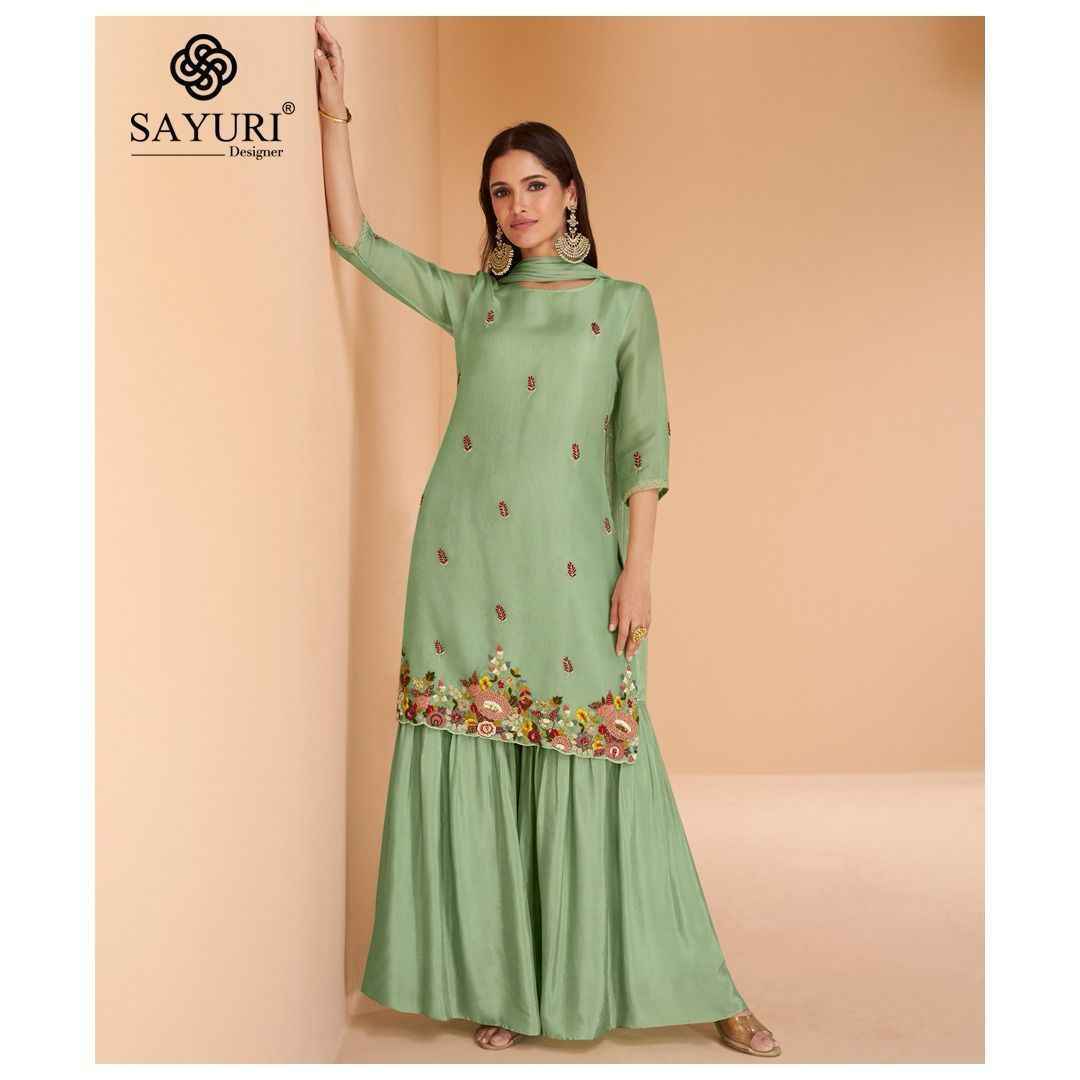 Sayuri Designer Chandni Readymade Organza Silk Dress 4 pcs Catalogue