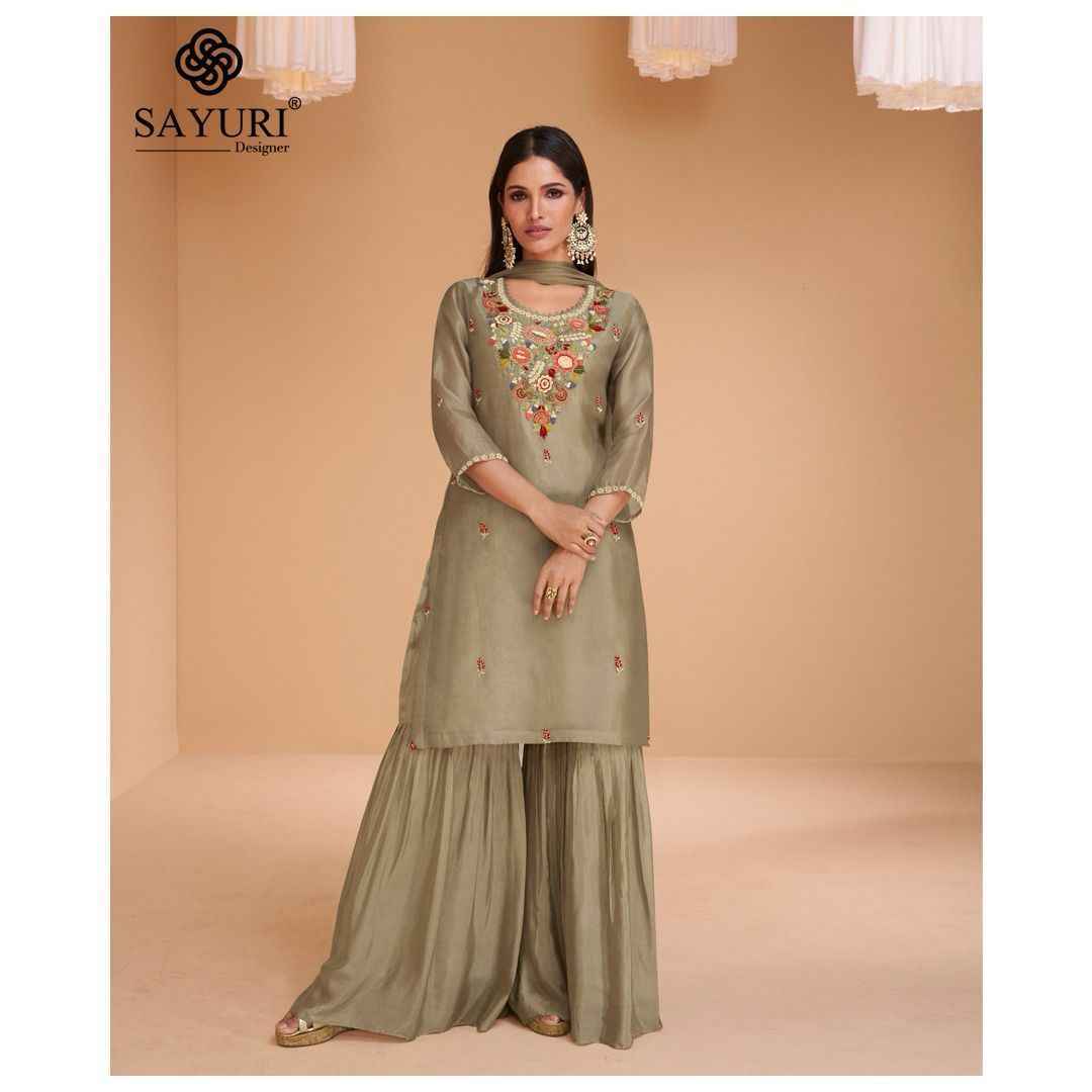Sayuri Designer Chandni Readymade Organza Silk Dress 4 pcs Catalogue