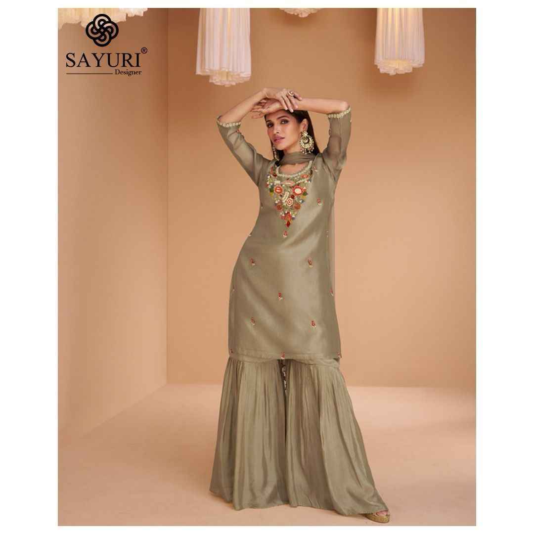 Sayuri Designer Chandni Readymade Organza Silk Dress 4 pcs Catalogue