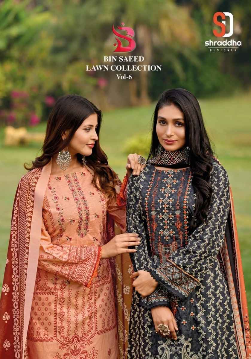 Shraddha Designer Bin Saeed Vol 6 Cotton Dress Material 8 pcs Catalogue