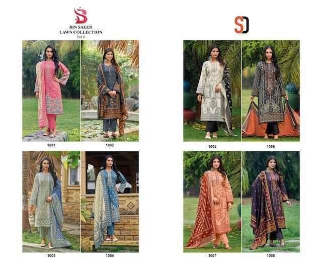 Shraddha Designer Bin Saeed Vol 6 Cotton Dress Material 8 pcs Catalogue