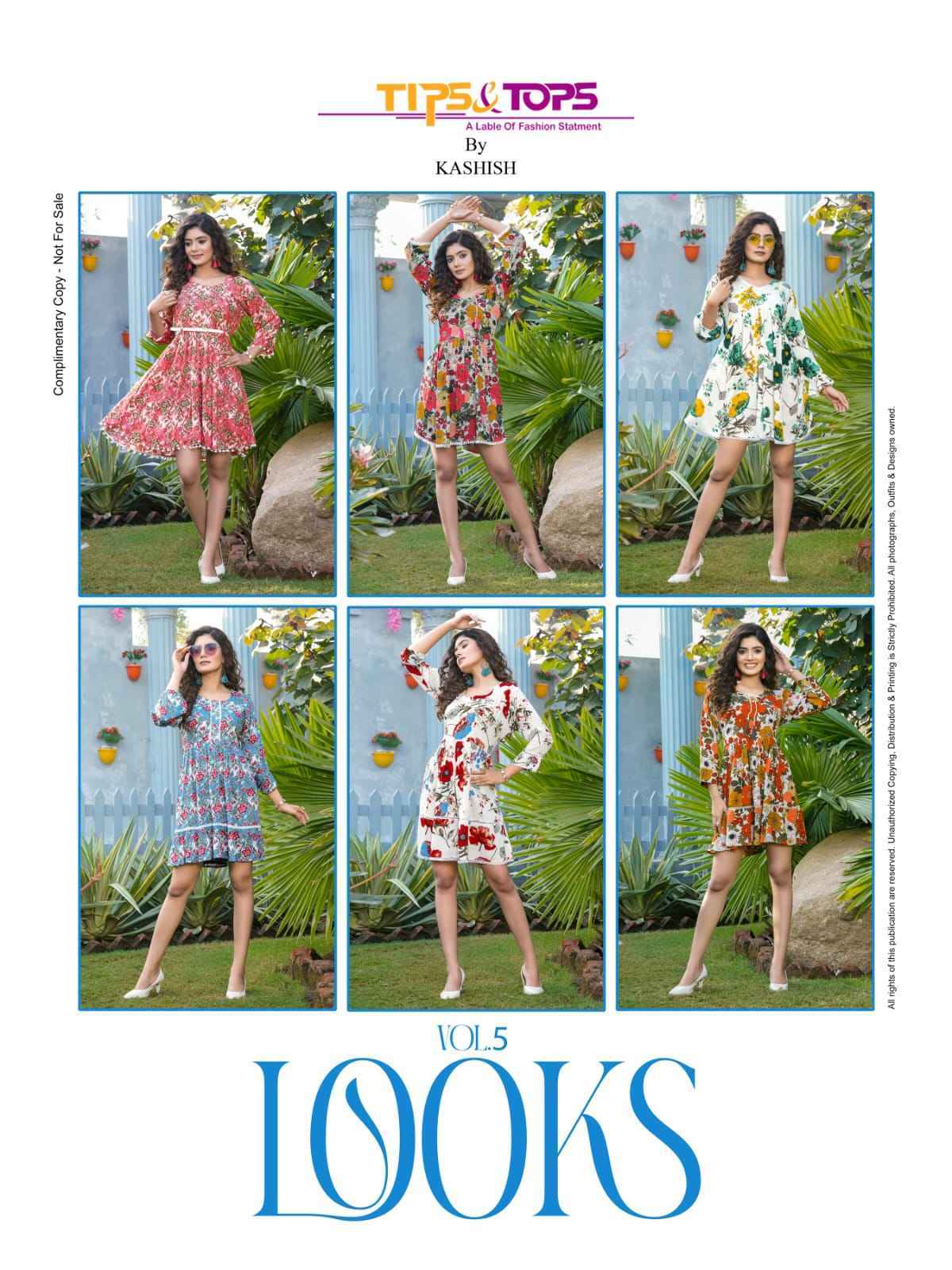 Tips & Tops Looks Vol-5 Rayon Kurti 6 Pc Catalog