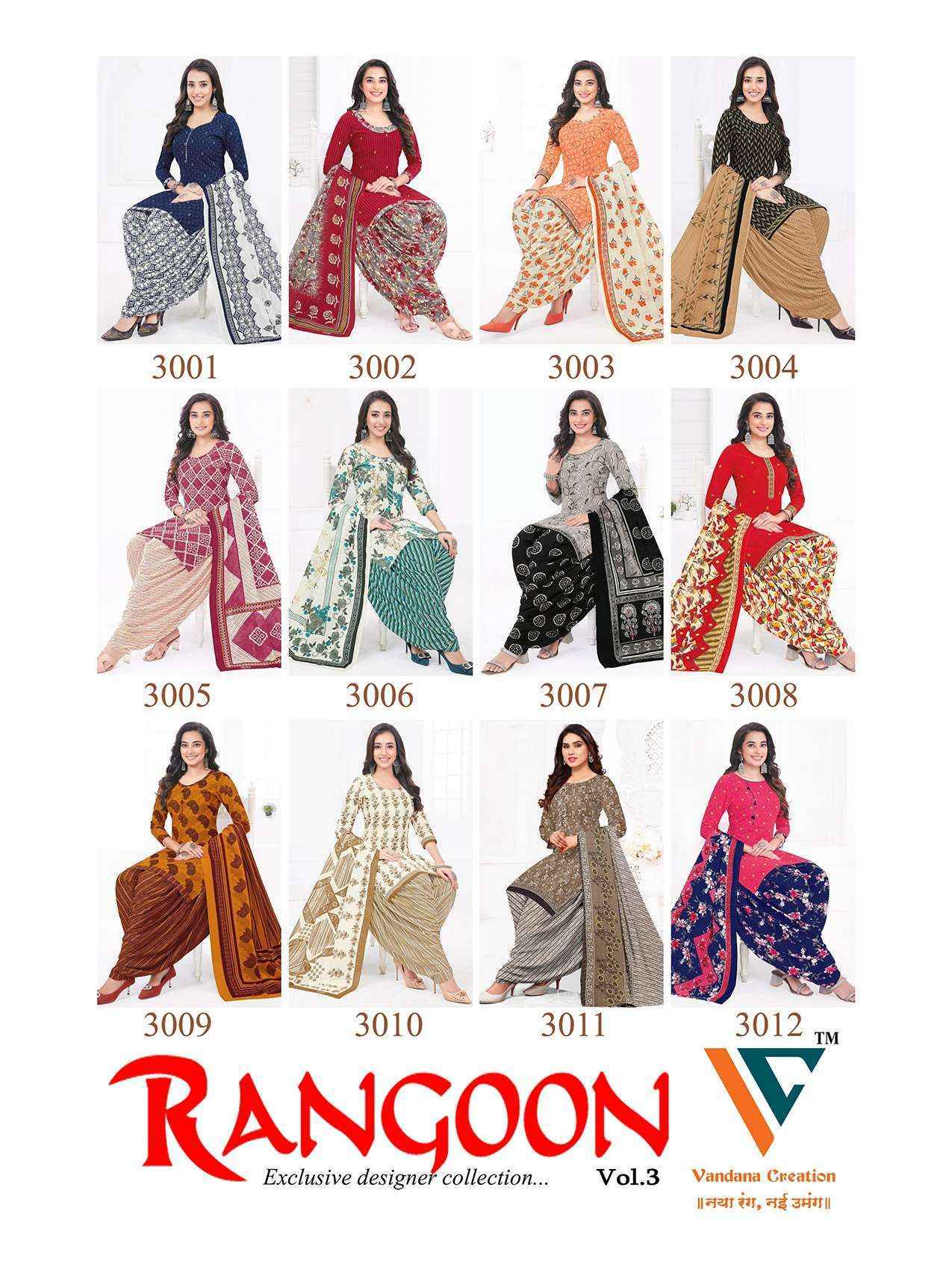Vandana Creation Rangoon Vol 3 Cotton Dress Material 12 pcs Catalogue