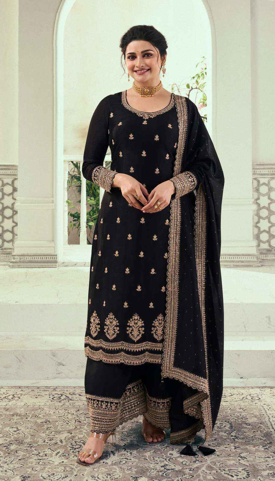 Black georgette dress material shop