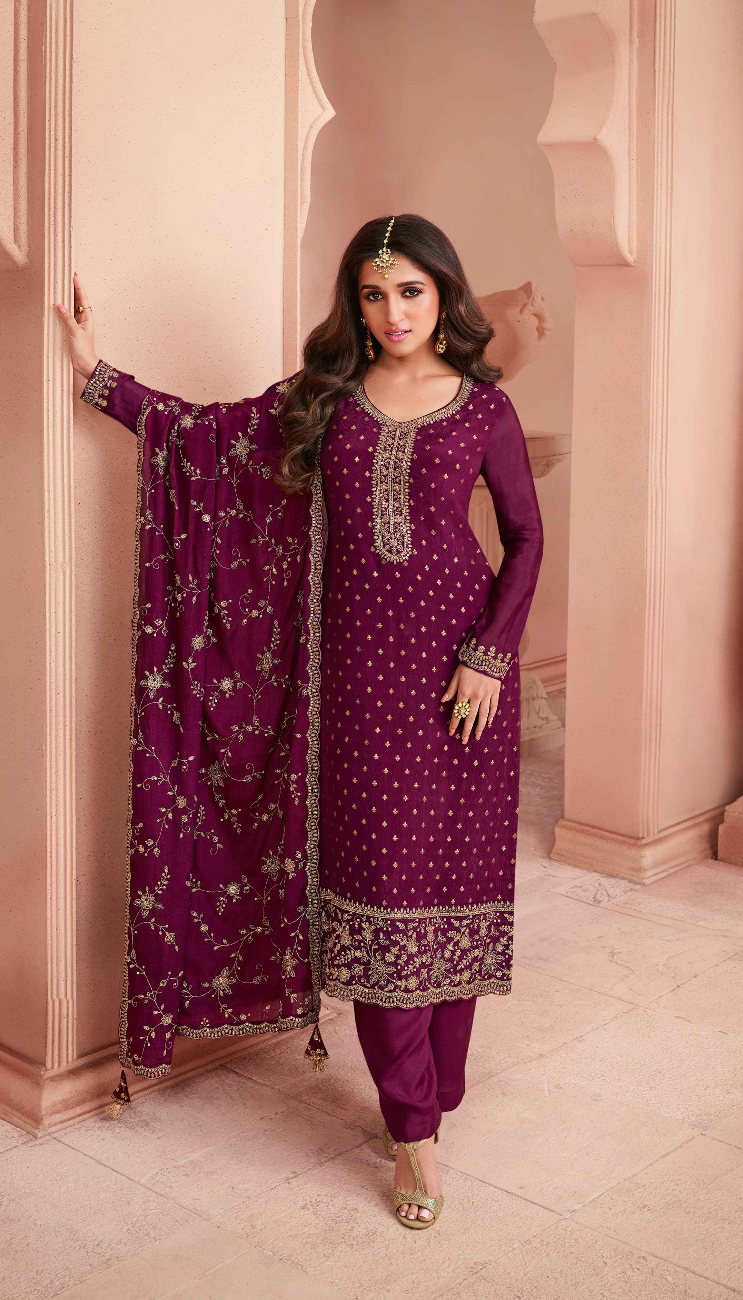 Vinay Kuleesh Swarnaa Hitlist Jacquard Embroidery Dress Material 4 Pc Catalog