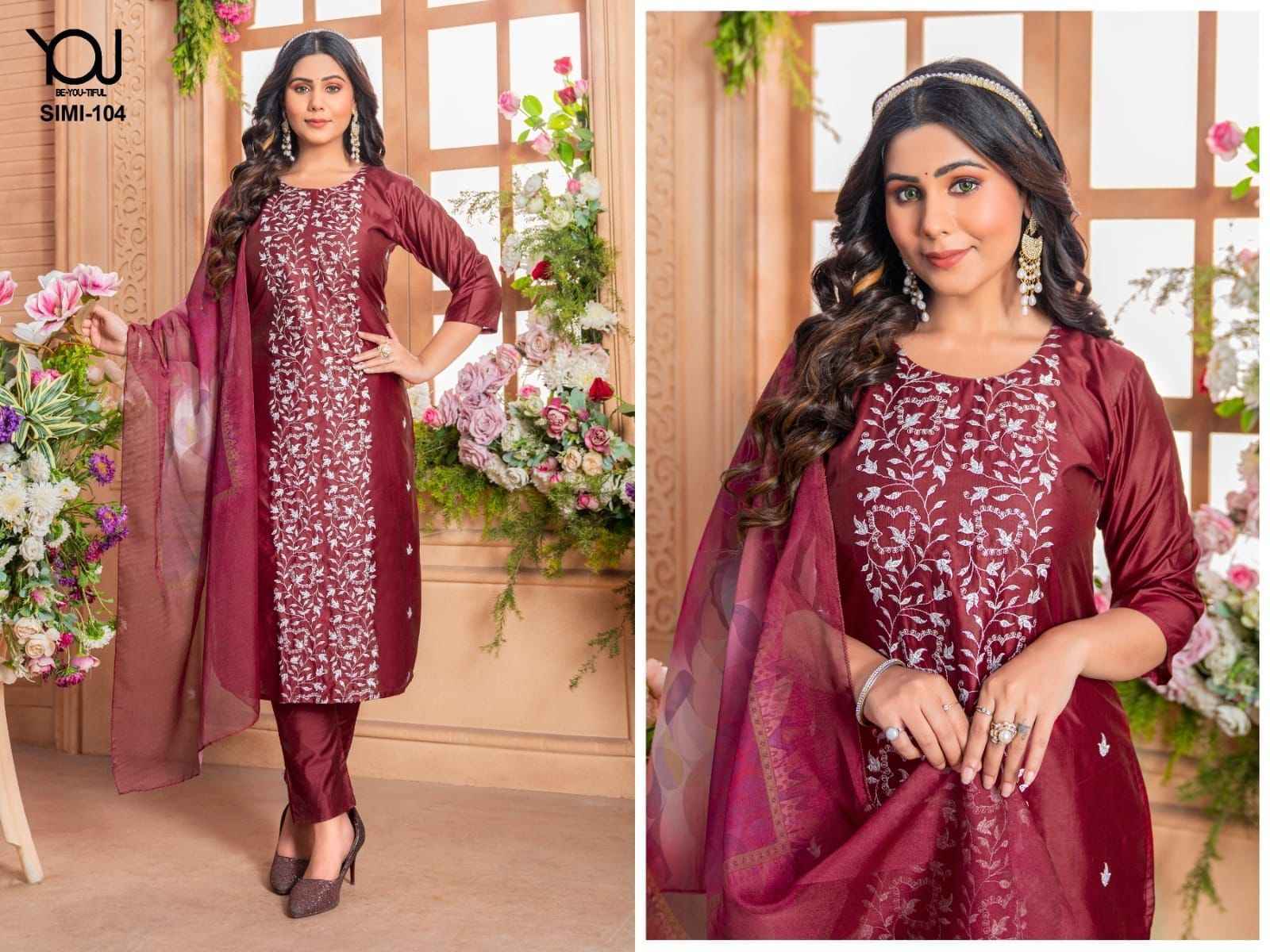 Wanna You Simi Heavy Chanderi Readymade Suit 4 Pc Catalog