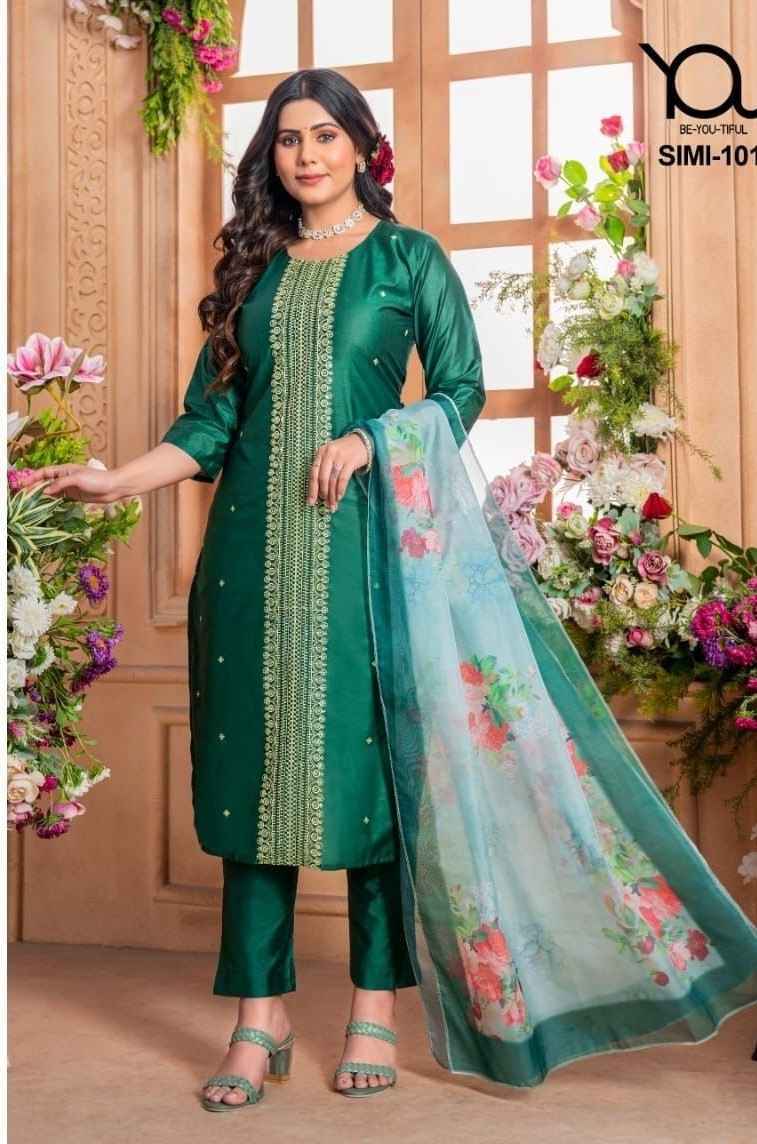 Wanna You Simi Heavy Chanderi Readymade Suit 4 Pc Catalog